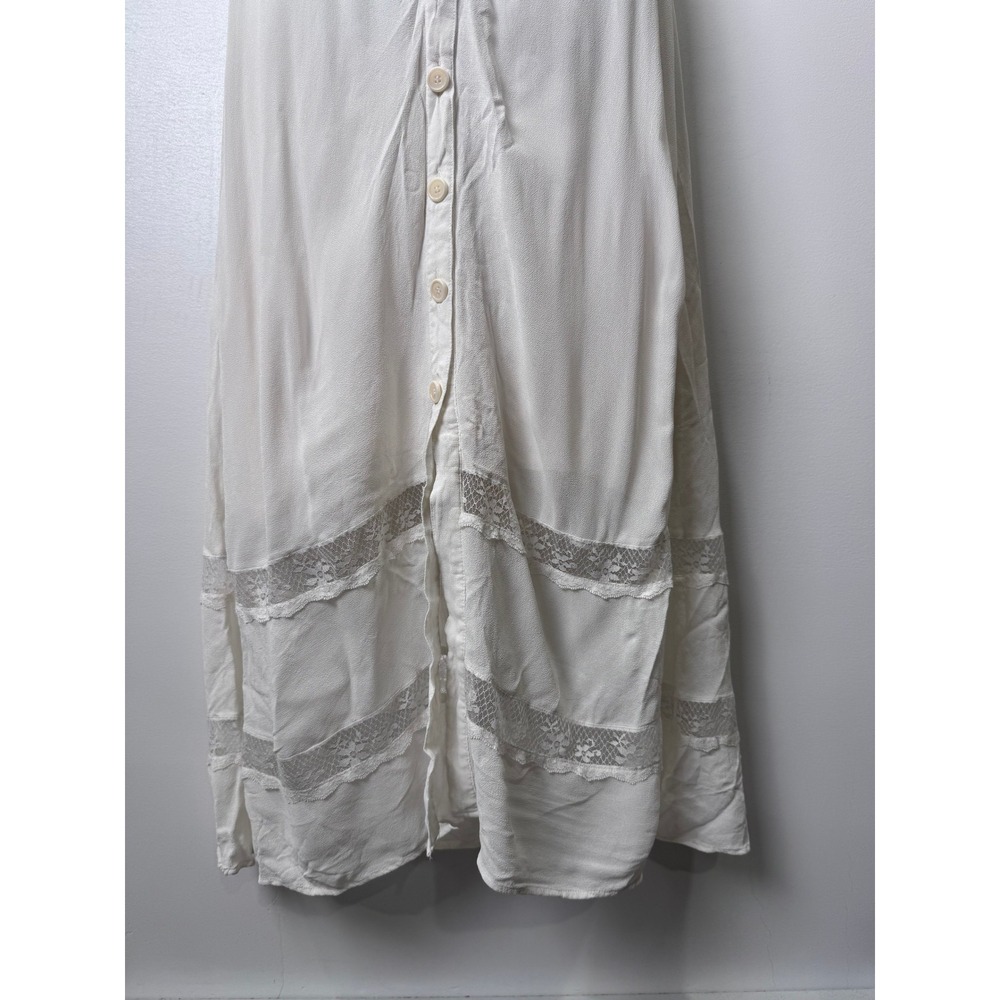 Reformation Natural Wynton Dress White Lace Trim Button Front Size 6 - Picture 5 of 9